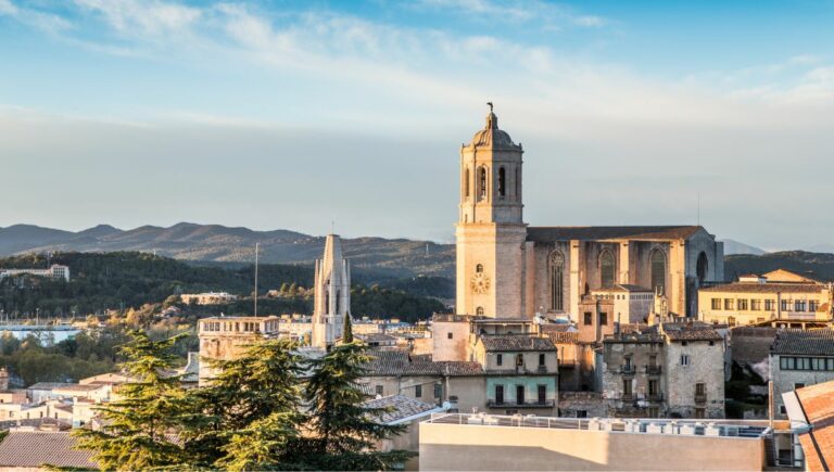 The skyline of Girona and the cathedral tower