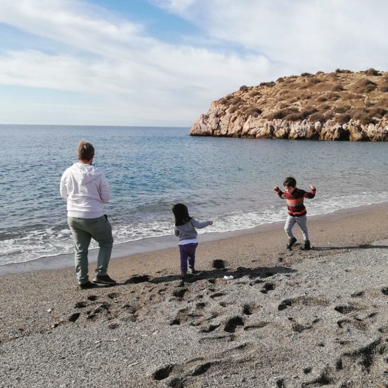 Me playing with my kids on a beach on the Costa Del Sol in November