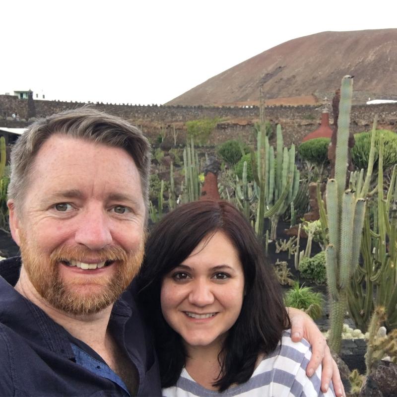 Raquel and myself in the Cactus Garden in Lanzarote