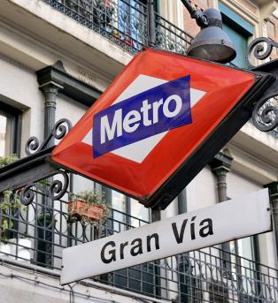 Metro sign at Gran Via in Madrid