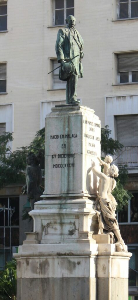 A portrait photo of th Larios Monument in Malaga, Spain