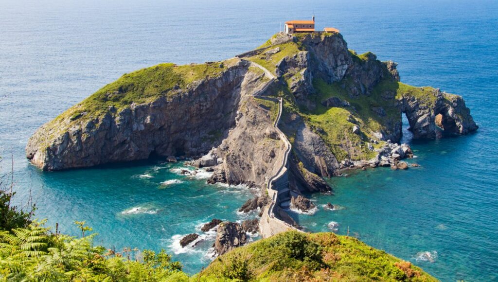 Stairway and path up the crag on the isle of Gaztelugatxe