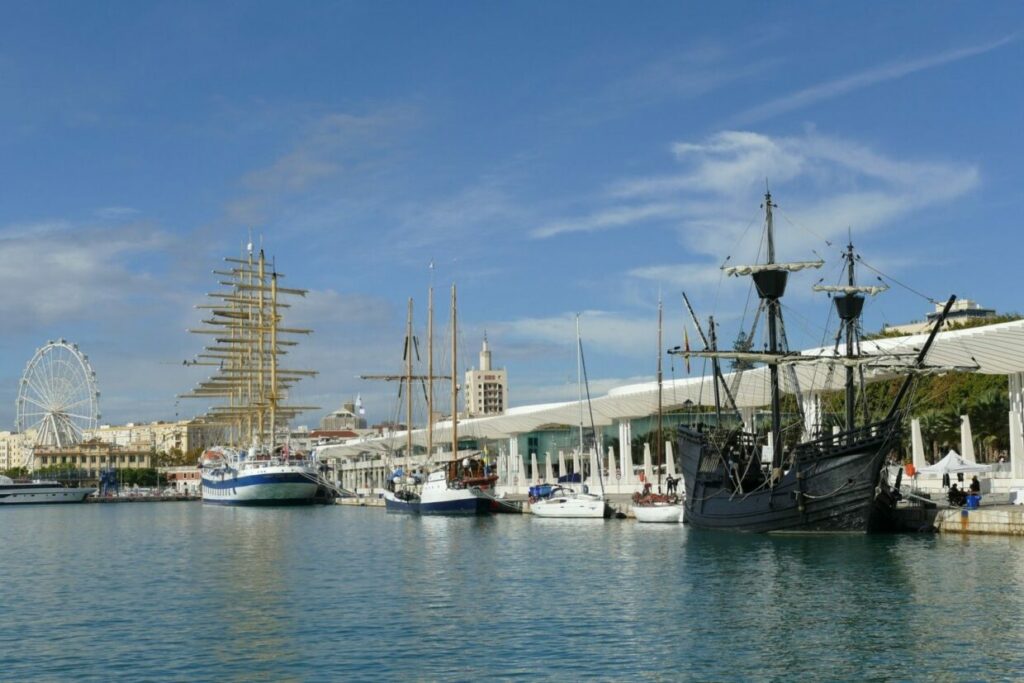 Classic boats in the port at Malaga