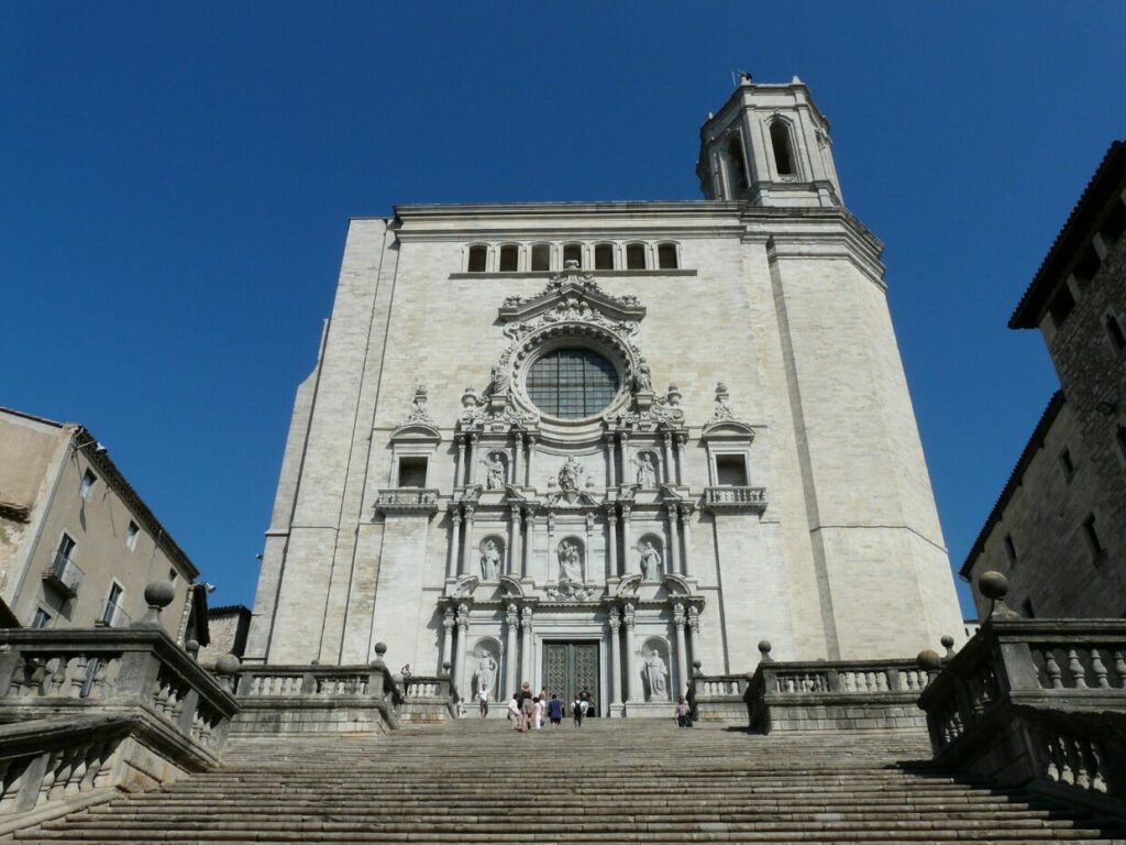 Looking up to the Girona Cathedral where they filmed some scenes for Game of Thrones