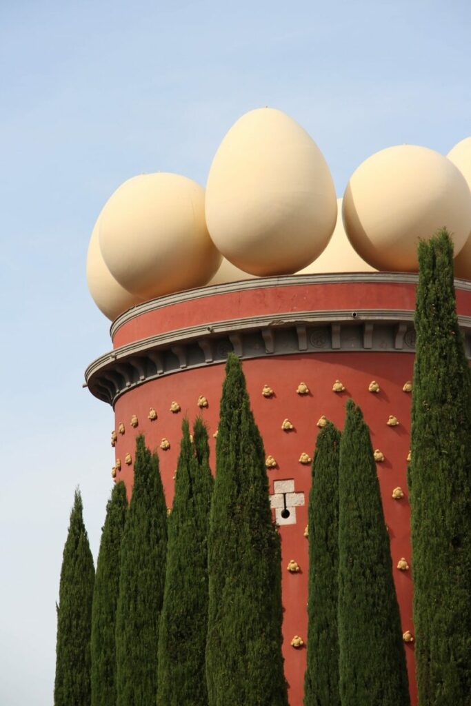 Giant eggs on the roof of the Dalí Theatre and Museum in Figueres, Spain, close to Girona