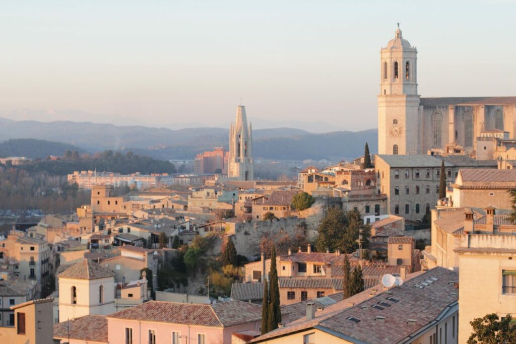 A view over the skyline of Girona looking towards the cathedral